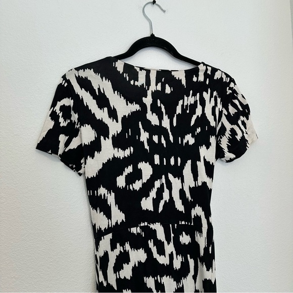 Diane Von Furstenberg Zoe Dress Short Sleeves Black White 100% Silk Size 8 Women - Picture 6 of 12